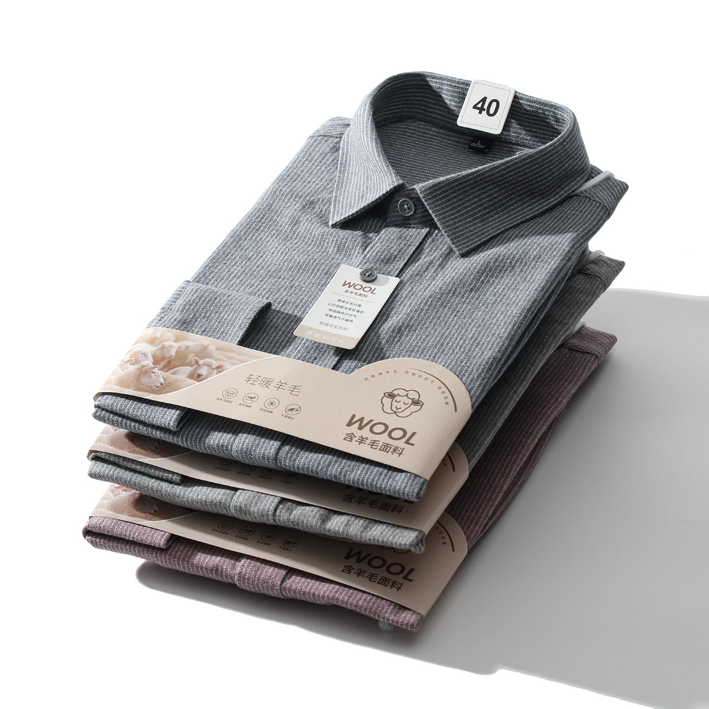 

Warm Woolen Long Sve irt Men's Casual Busin Winter Modal Fiber Comfortable Breathable Thiened Color Woven Stripes