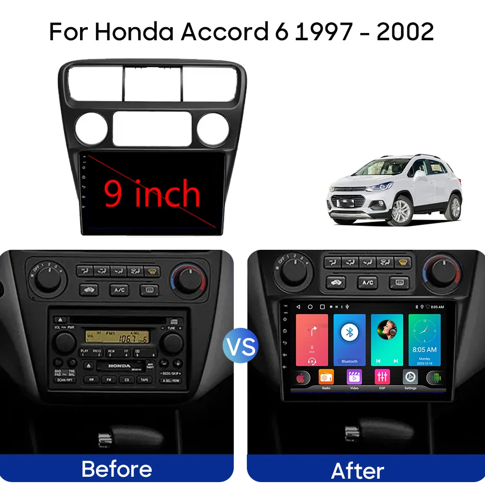 For Honda Accord 6 1997 - 2002 Android Auto Car Radio Head Unit Multimedia Video Player Stereo GPS Navigation WIFI No 2din DVD