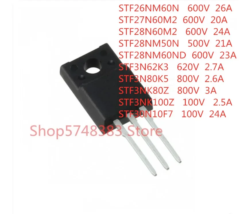 10PCS/LOT STF26NM60N STF27N60M2 STF28N60M2 STF28NM50N STF28NM60ND STF3N62K3 STF3N80K5 STF3NK80Z STF3NK100Z STF30N10F7 TO-220F