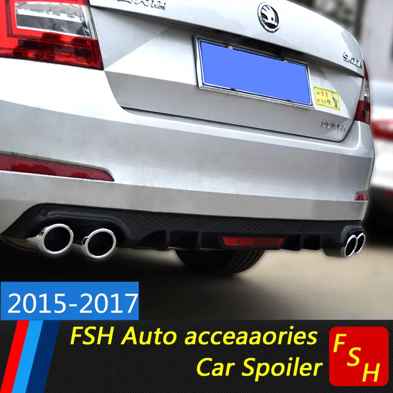 For Skoda Octavia A7 2015 2016 2017 Rear Bumper Diffuser Lip Spoiler Accessories Body Kit PP Plastics Material