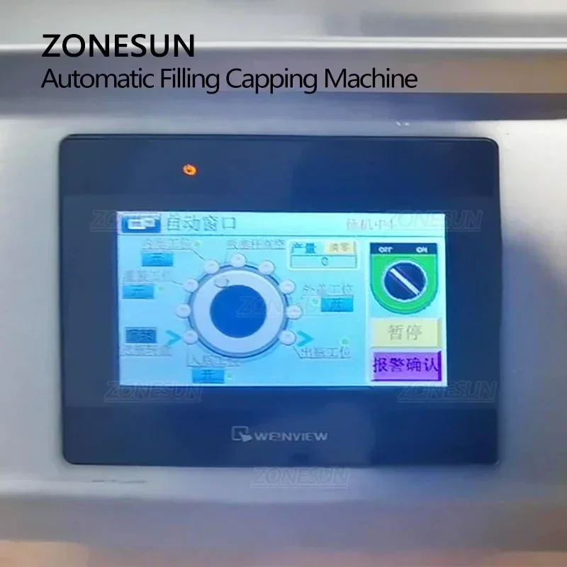 ZONESUN ZS-AFC7-2 Máquina automática de prensagem de tampa de enchimento de garrafa de penicilina com alimentador de tampa