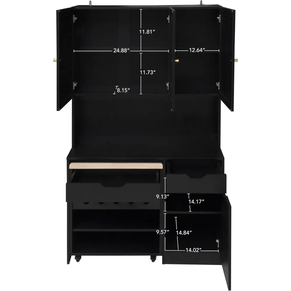 Armoire de garde-manger de cuisine moderne avec chariot coulissant et étagères réglables