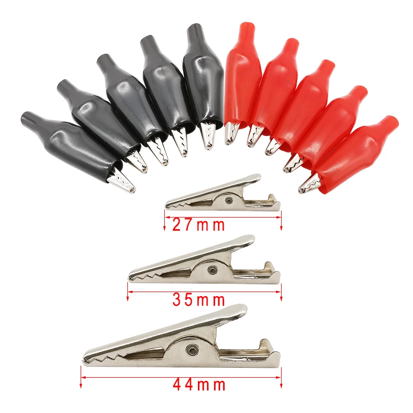 10Pcs/Lot G98 Alligator Clip 28mm 35mm 45mm Metal Crocodile Clip Insulation Boot Car Electrical Testing Probe Clamps Black / Red