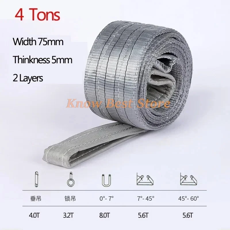 Use For Forklift Crane Lifting Sling Flat Eye Belt Trailer Rope Polyester Wear Resistant Hoisting Sling Bearing Weight 3T or 4T