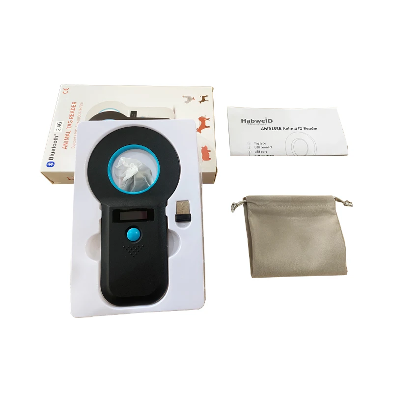 134.2Khz Handheld FDX-B(ISO11784/85) RFID microchip Reader OLED Display EMID Animal Chip Scanner Pet Tag Scanner for Cat Dog ID