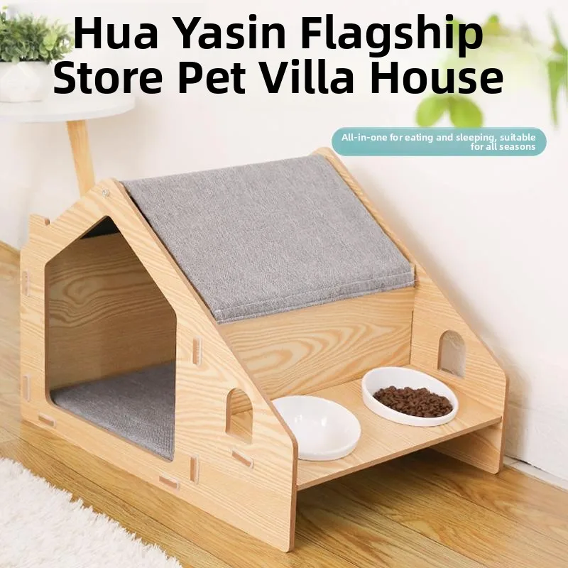 

Seasonl Wood House Secure Enclosed Villa with Bowl Detachable And Waable Dog Kennel for s Home Comfort
