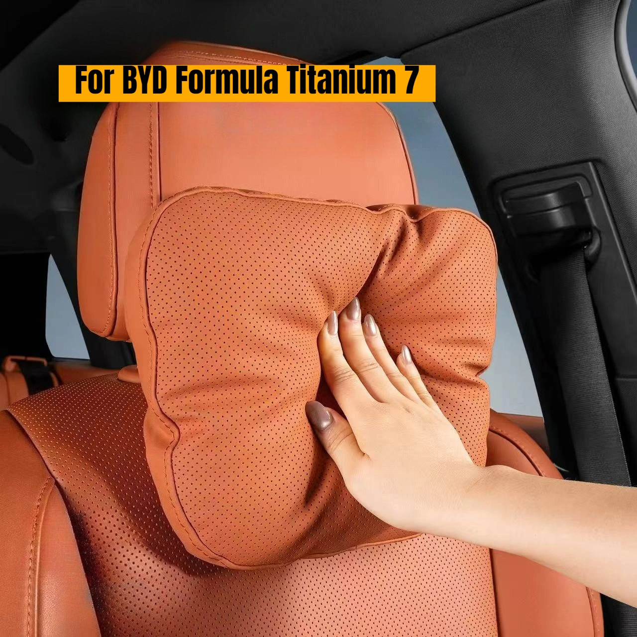 

For BYD Formula Titanium 7 Car Headrest Neck Pillow Lumbar Support Cushion Nappa Leather Cloud-Touch Seat Interior Accessories