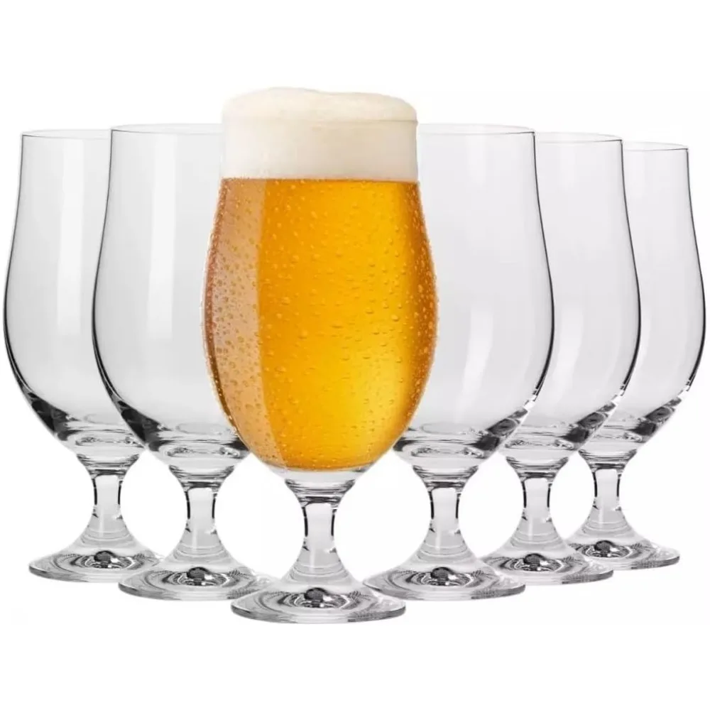 Lager Beer Glasses,Set of 6,16.9 oz,Harmony Collection,Perfect for Home, Restaurants and Pubs,Dishwasher Safe