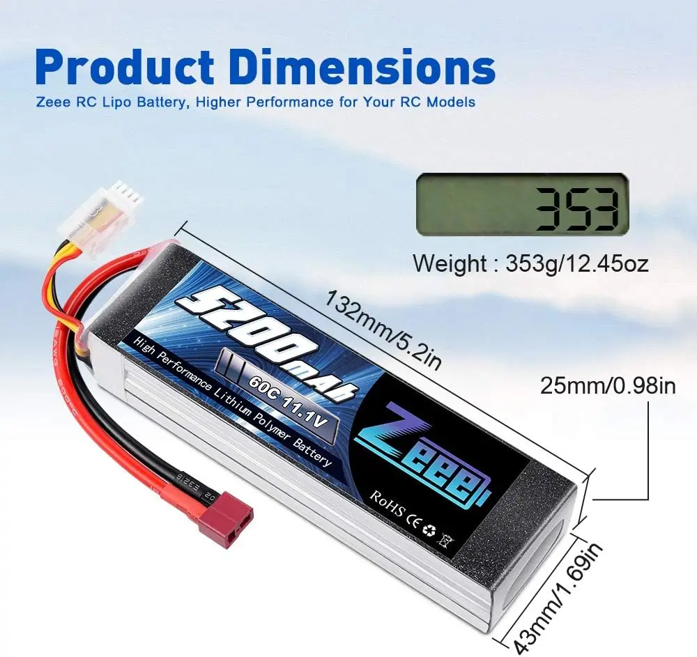 Zeee 3S Lipo 11.1V 5200Mah 60c Softcase Fpv Drone Batterij Met Deans Plug Voor Rc Auto Truck Helikopter Boot Lipo Hobby Rc Onderdelen