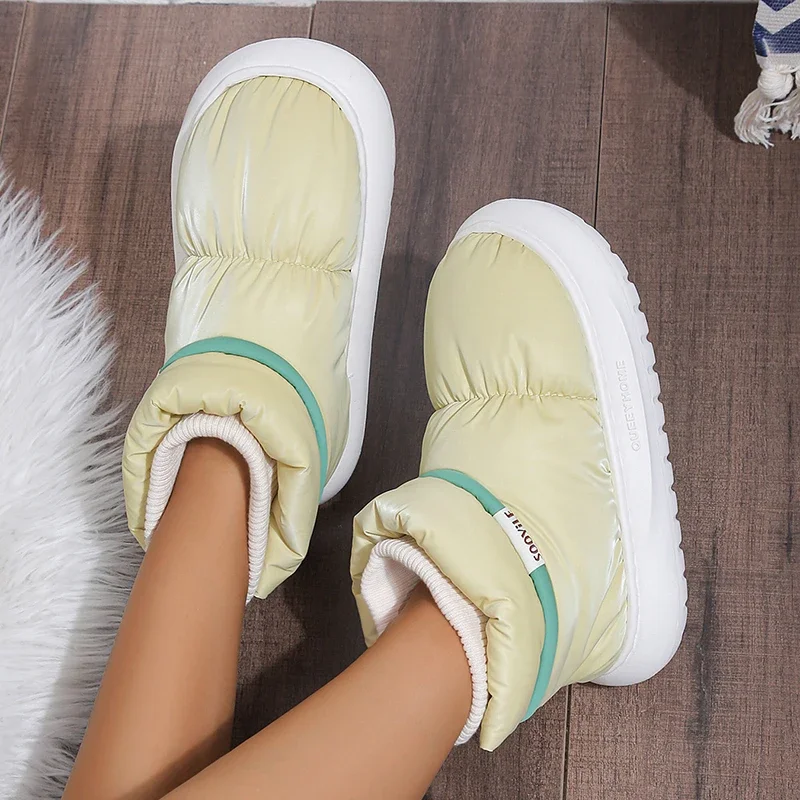 Women's 2024 Winter Warm Plush Cotton Padded Shoes Thick Bottom Waterproof Down Snow Boots Woman Non-Slip Platform Ankle Boots image 2