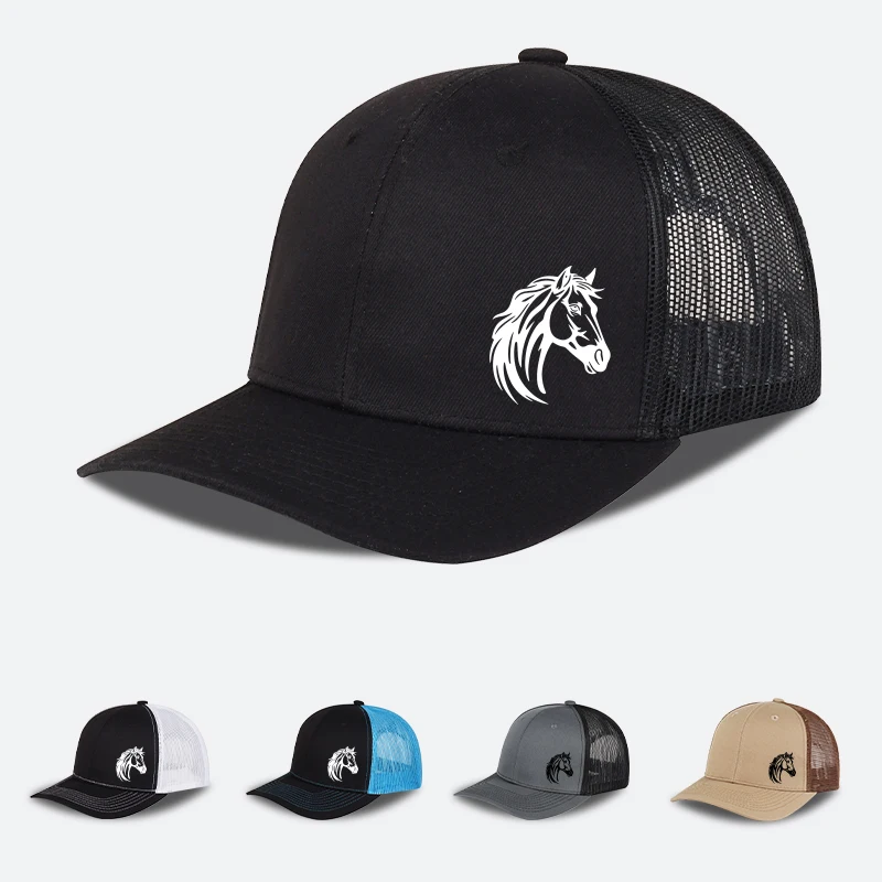 Western Pferdekopf-Print Trucker Cap Verstellbare Unisex Cowboy-Reit-Mesh-Sonnenmütze