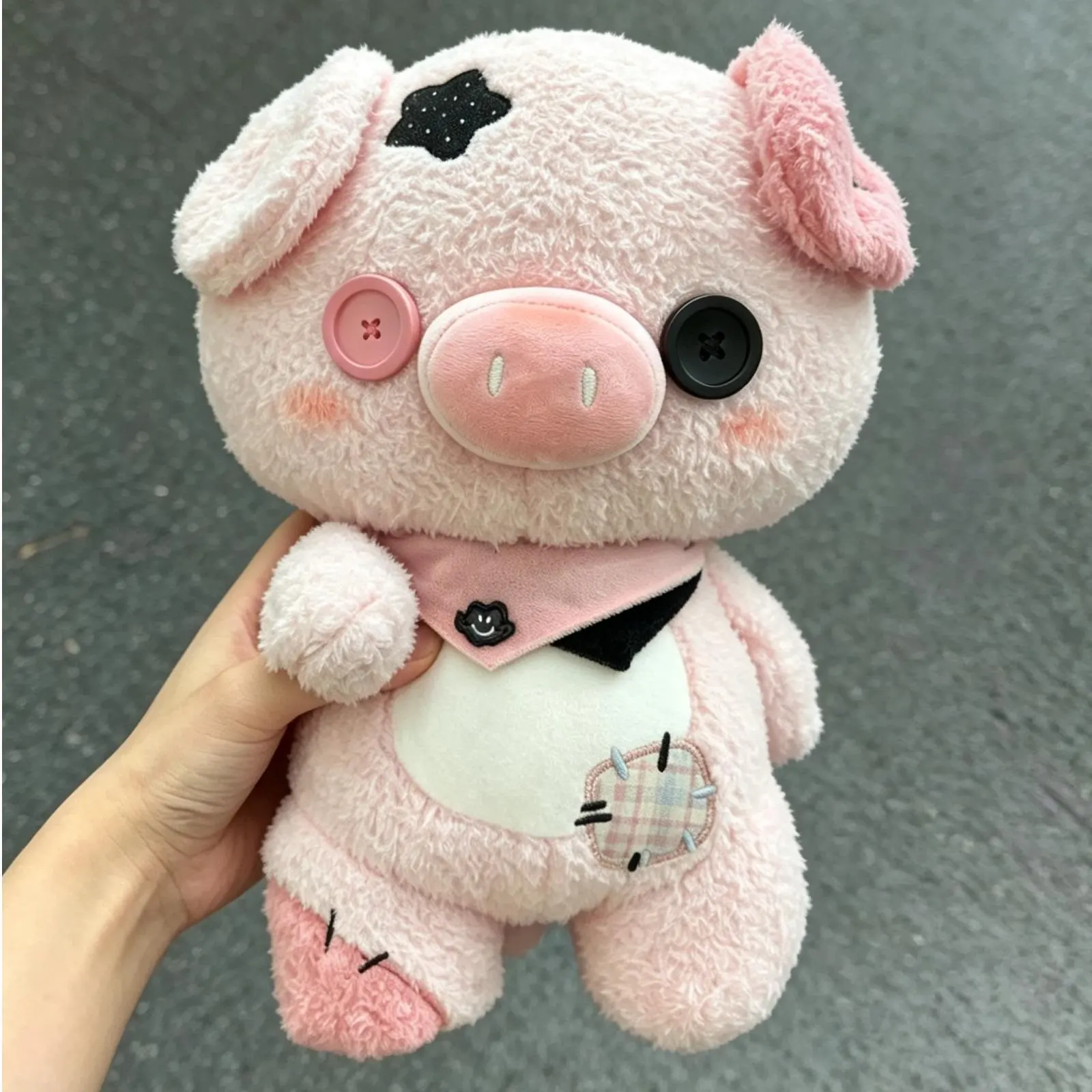 30cm Cute Fluffy Button Cow Plush Toy Kawaii Stuffed Animals Little Fox Soft Fastener Eyes Kids Hug Pillow for Girls Gifts Decor