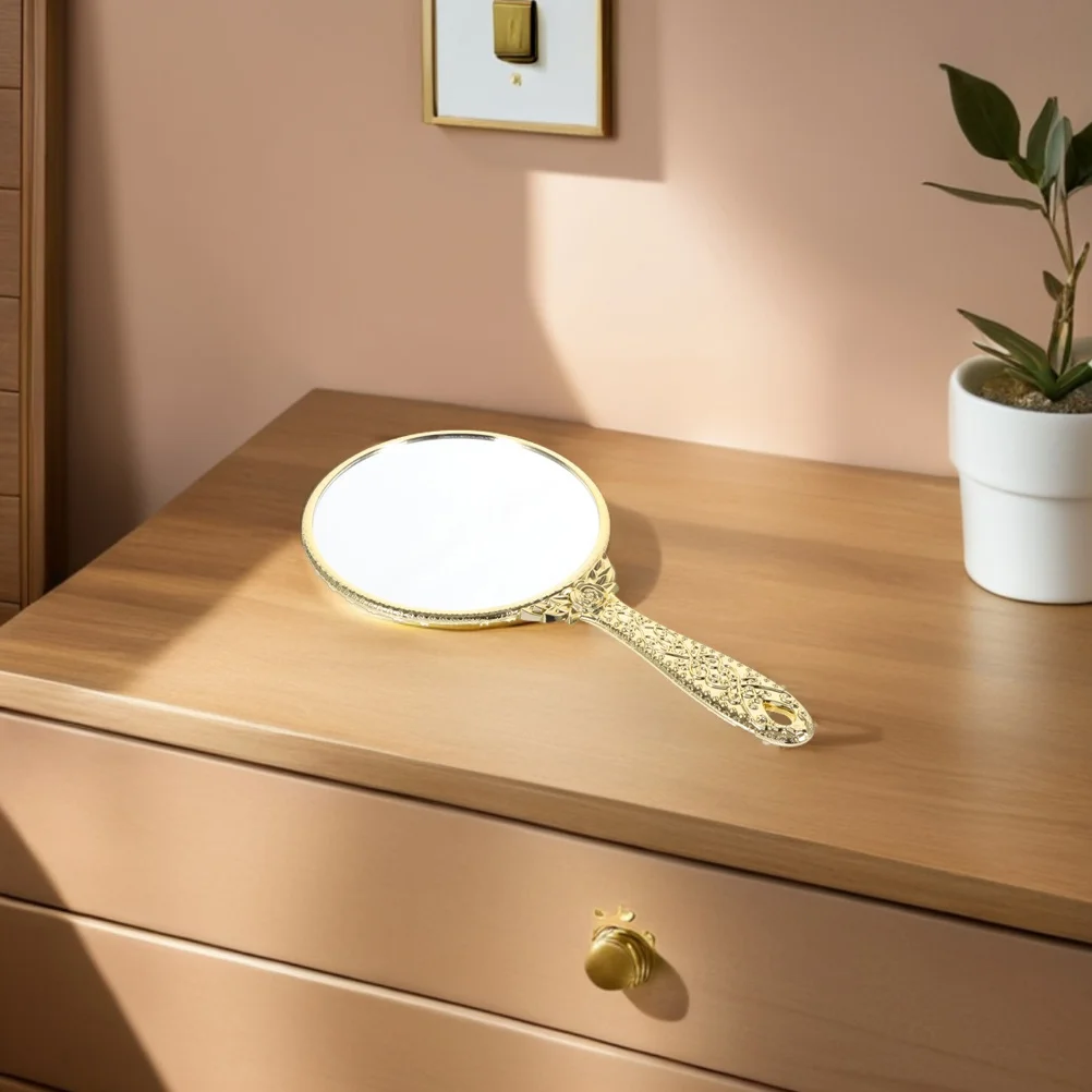 2 szt. Lusterko ręczne w stylu vintage z wyrafinowanym wzorem róży, okrągła odblaskowa powierzchnia, przenośne lusterko kosmetyczne kompaktowe do podróży i do domu.