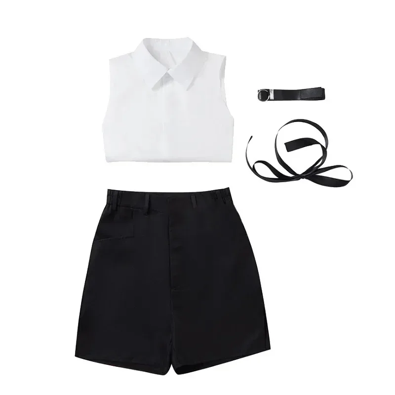 أنيمي بالمنشار رجل Reze تأثيري حلي وتتسابق بلوزة التعادل السراويل الدعائم Reze كوس شعر مستعار المرأة موحدة هالوين مجموعات لعب الأدوار