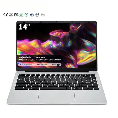 14 Inch Laptop Celeron N3350 6GB DDR3 Notebook Computer Personal Student Business Office Work Portable PC Device