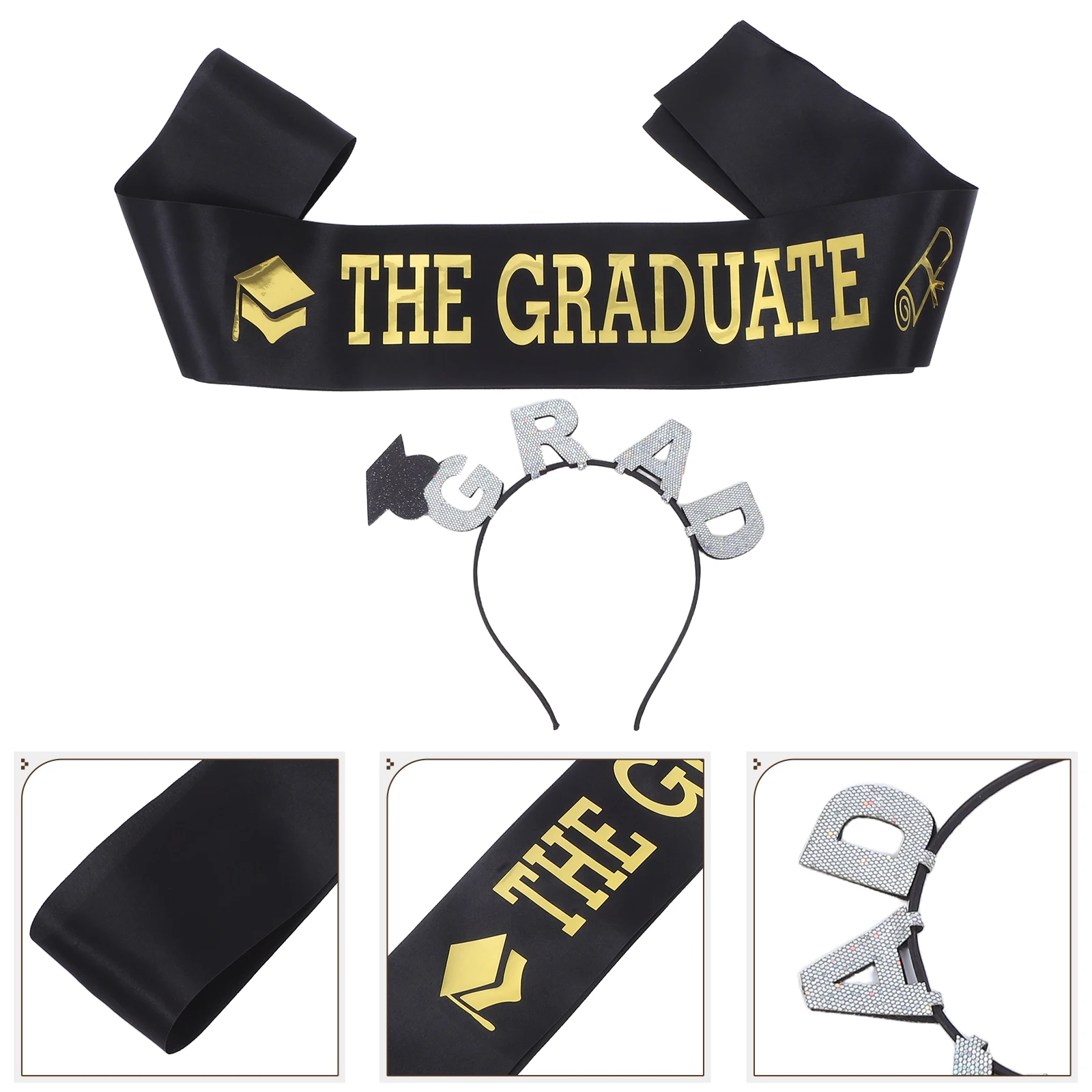 

1Set Graduation Party Headwear Grad Sash Shoulder Strap for Ceremonies Photoshoot Celebration Accessories Grad Ceremony Sash