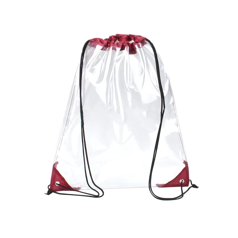 E74B Nova mochila transparente com cordão, sacola escolar, bolsa ginástica, pacote esportivo