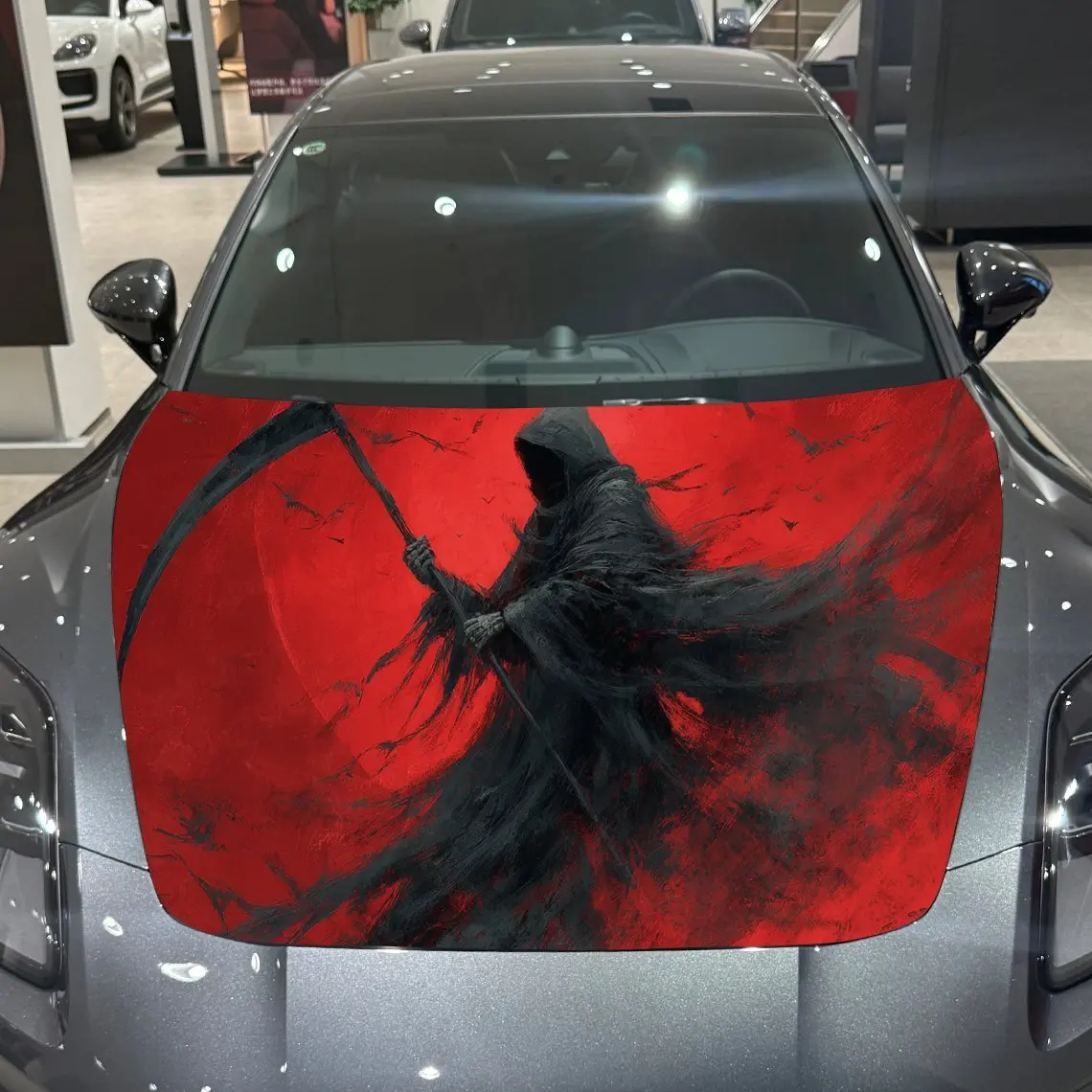

Demon Sickle Reaper Print car hood stickers, waterproof self-adhesive, scratch resistant, easy to stick, durable car PVC sticker