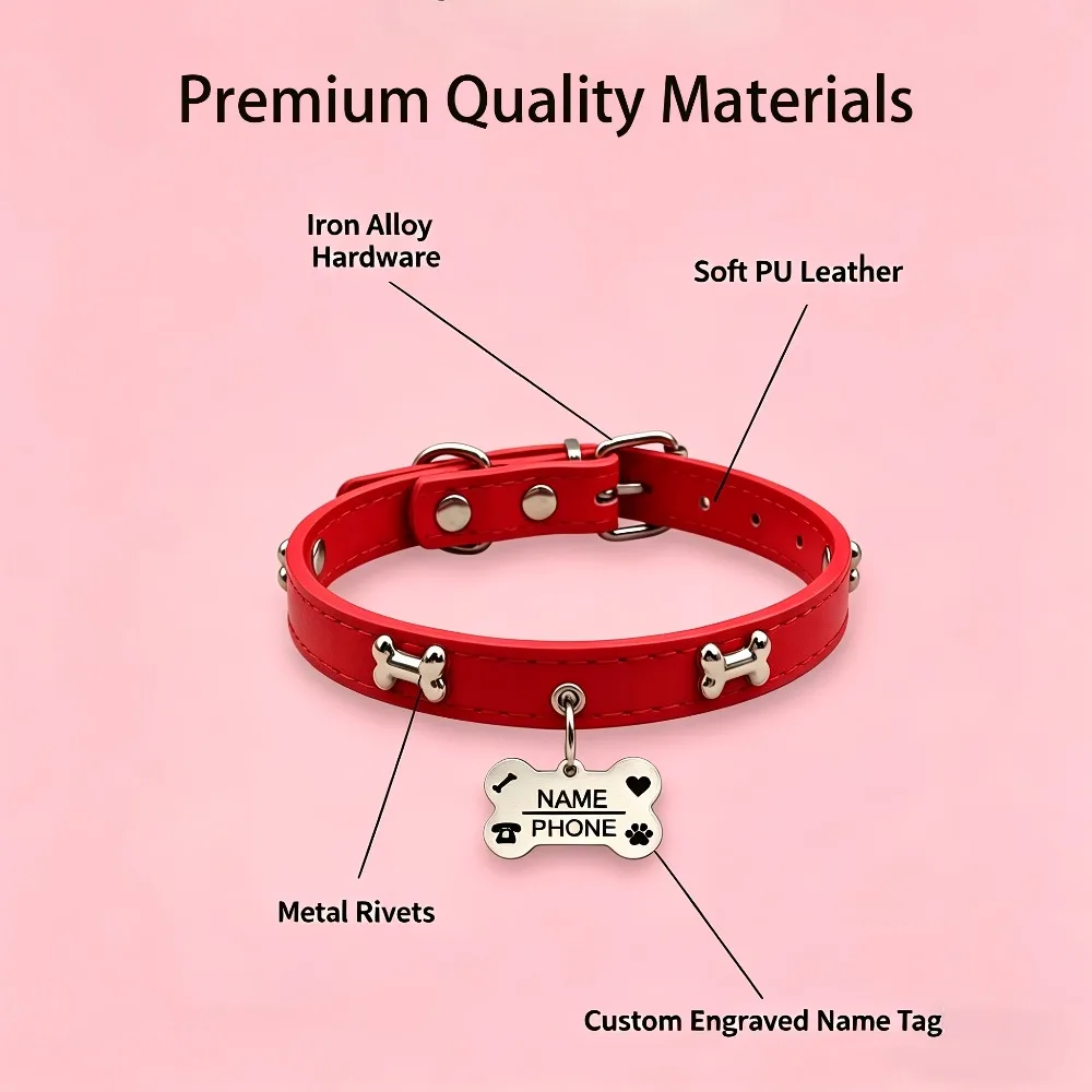 Custom Dog Anti-Lost Pet Collar With Free Engraved ID Tag Adjustable For Small Medium Dogs Cats