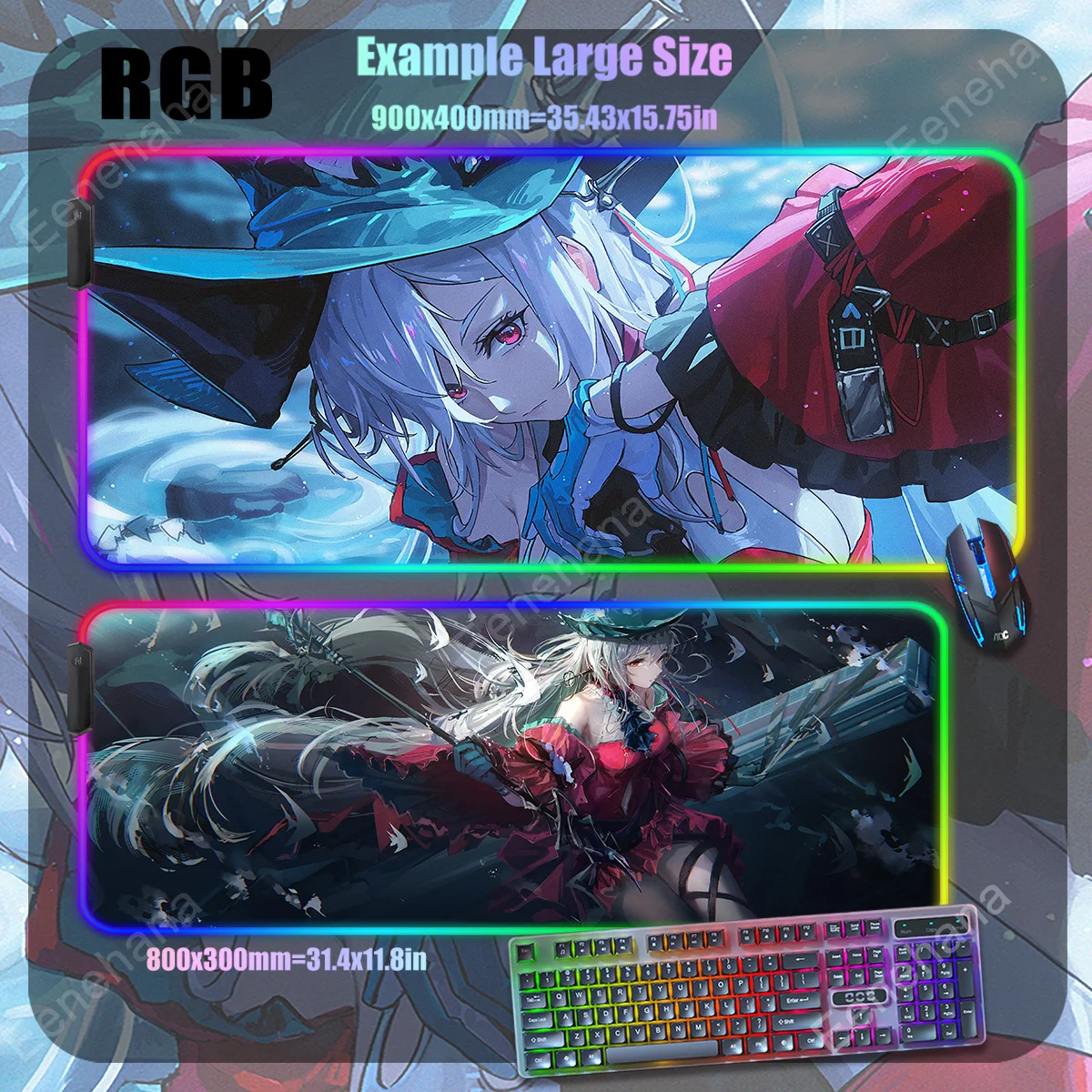 RGB Backlight Anime Gamer The Skadi The Corrupting Heart  Mousepad Arknights Skadi Desk Mat Gaming accessories XXL keyboard mats