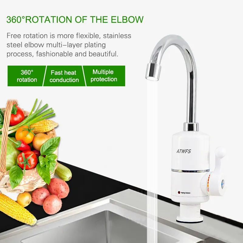 Tankless  Newest  Heater Kitchen Instant Hot  Tap Heater  Faucet Instantaneous Heater3000w