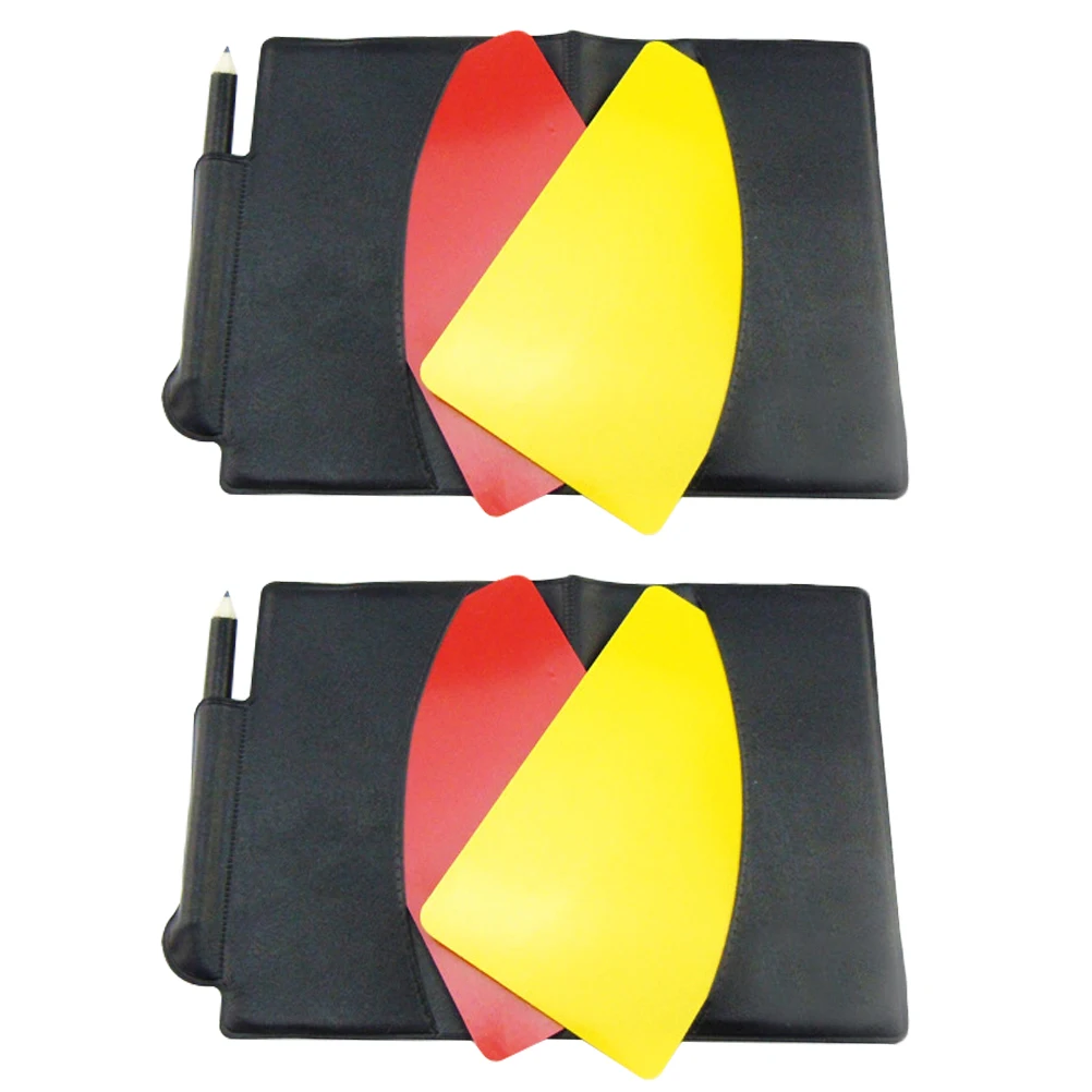 

Red Yellow Cards Set Referee Soccer Football Accessory Reusable PVC Wallet Lightweight Compact Portable Folding Design Fits