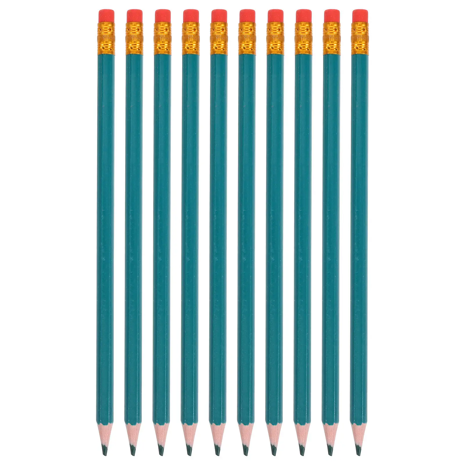 

12Pcs Green Colored Erasable Sharpened Pencils Hexagonal Design Eraser Drawing Sketching Map Coloring Test Scoring