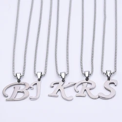 50/60/70cm Long Keel Chain Stainless Steel Initial Letters Pendant Necklaces For Women Men Accessories A-Z Alphabet Jewelry Gift