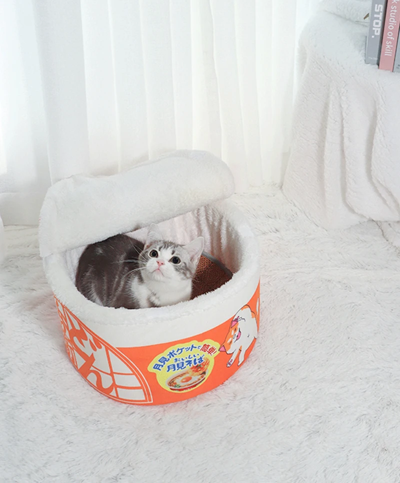 Hundehaus Katzenhaus Super Großes Sofort-Nudelbett Warmes Hundekatzen-Nest Kissen Udon Cup Nudel Haustierbett Gemütliches Nest – Detail 4