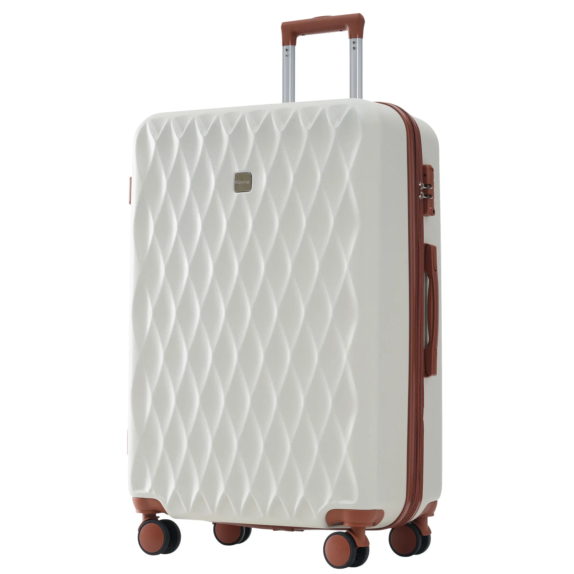 Hard-shell Suitcase suitcase hand luggage 4 Rolls ABS Material TSA Custom Lock 48*30*76 Cream + Brown