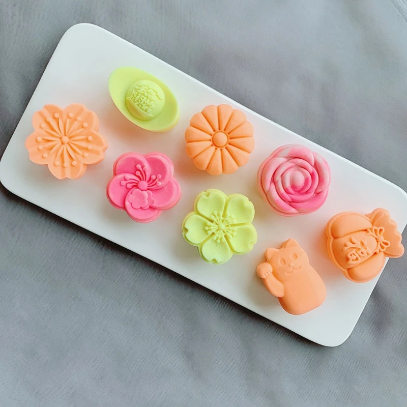 30g Yuanbao Chrysanthemum Plum Peach Blossom Blessing Bag 3D Clamshell Desserts Mung Bean Cake Moon Cake and Fruit Molds