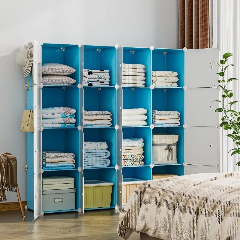 Closet Organizer, 16-Cube Storage with Doors, Closet Organizers and Storage, Portable Closet Storage System