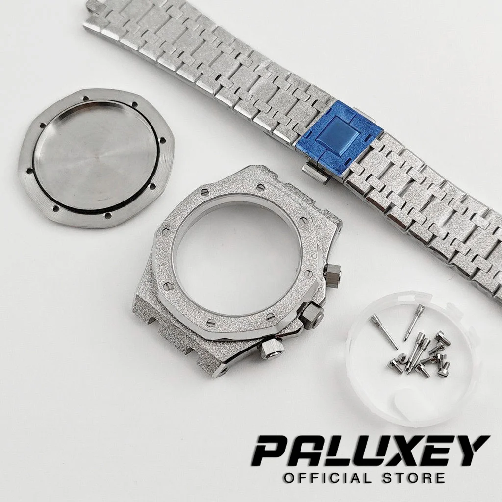 VK63 42mm Starry Sanding Watch Case Fit 31.8mm Dial Sapphire Glass For NH35 NH36 NH38 NH70 Automatic Movement Durable Mod Parts