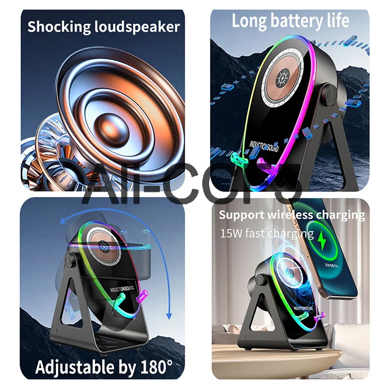 5 في 1 لاسلكي التعريفي الصوت سمّاعات بلوتوث متعددة الوظائف قوس قابلة للشحن تحسس جو التنفس ضوء المتكلم #2