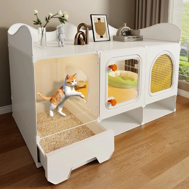 

The Cat Cage Is Integrated with A Toilet and Occupies Less Space. Small Apartment Type Single Floor