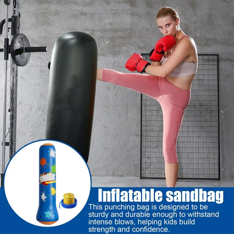 

Kids Punching Bag Inflatable Boxing Target Bag Fun Bounce Back Boxing Bag Punching Stand Bag With Pump For Children Strength