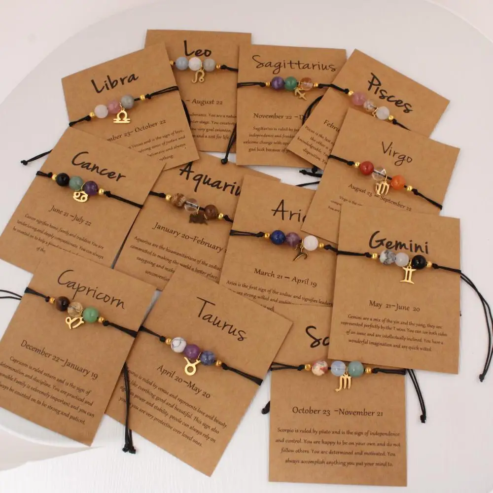 Aries Taurus Gemini Cancer Leo Virgo Libra Scorpio Sagittarius Capricorn Aquarius Pisces gifts for women zodiac bracelet tiki