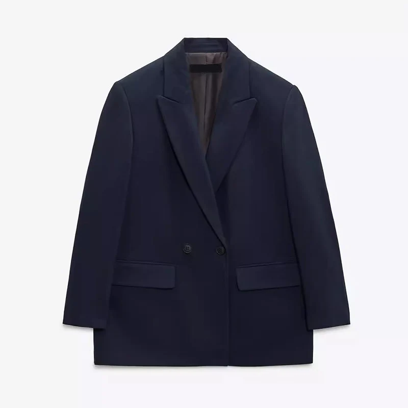 

Повседневный свободный двубортный пиджак с длинными рукавами, универсальная осенняя новинка, модная женская верхняя одежда Z Brand