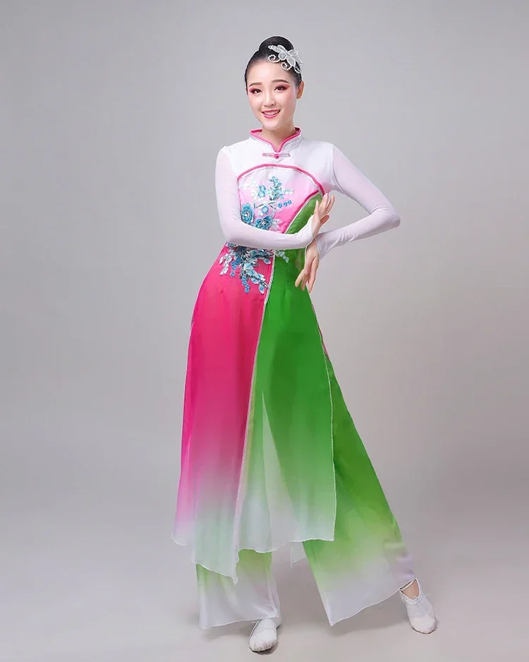 Klassische dance yangko performance costume fan folk dance costume taille trommel anzug chines estyle hanfu yangko bühnen kleidung neuer stil