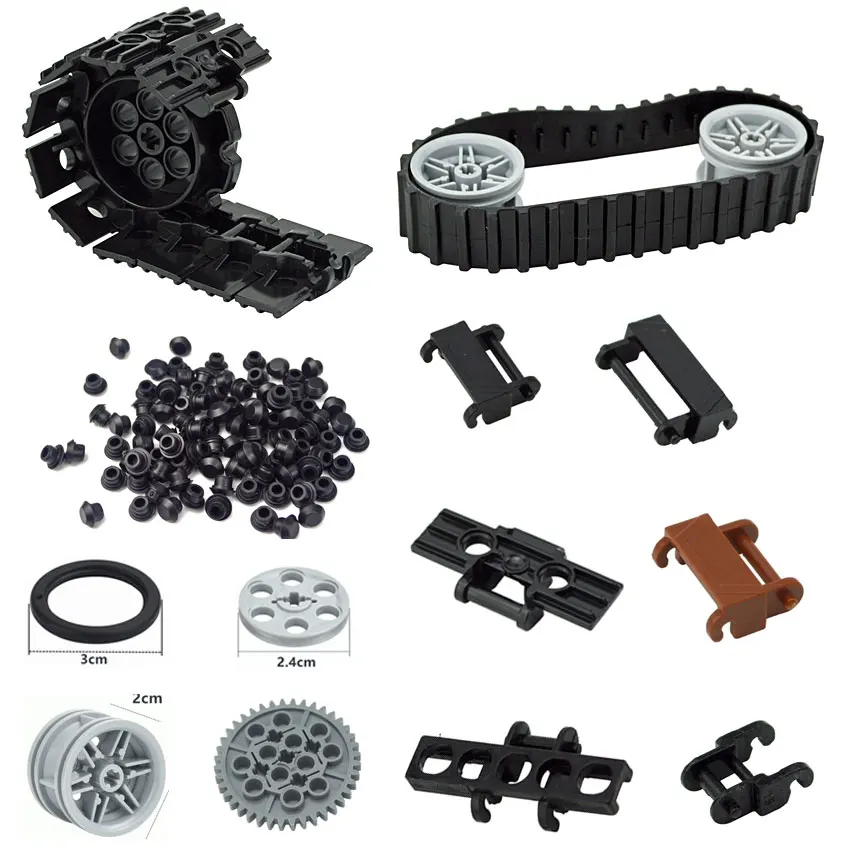 Technical Parts Building Blocks Link Chain Tank Belt Track Wheels Truck Car Gear MOC Bulk Brick Toys 3711 3873 88323 57520 57519