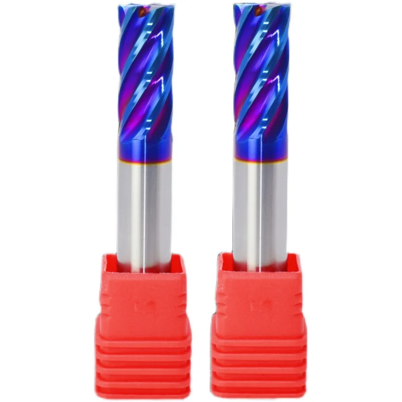 HRC65 6 Flute Carbide End Mill 6 Tooth Tungsten Steel Mill 10 12 16 20mm 60L 75 100 150L Long CNC Finishing Milling Cutter Blue