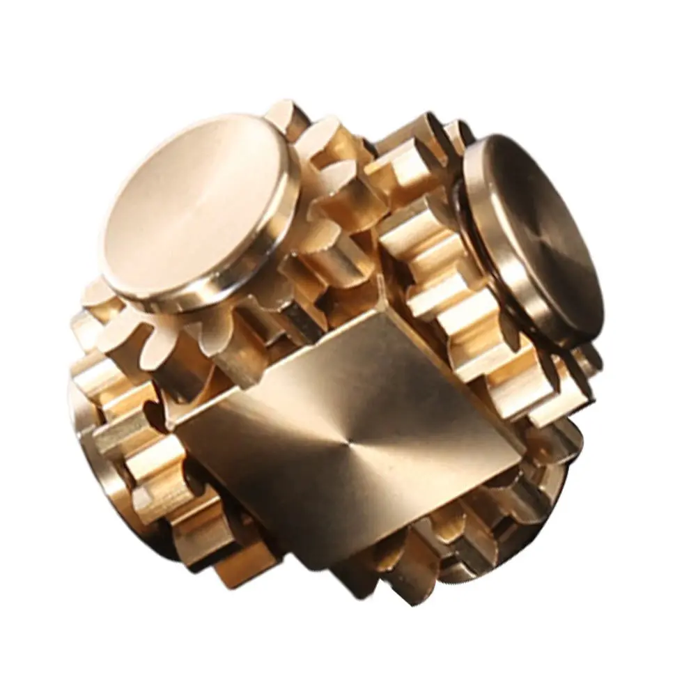 1pc Brass Gear Gyro Mini Decompression Plaything For Kids Adults Portable Fingertip Stress Relief Cube Game Hobby