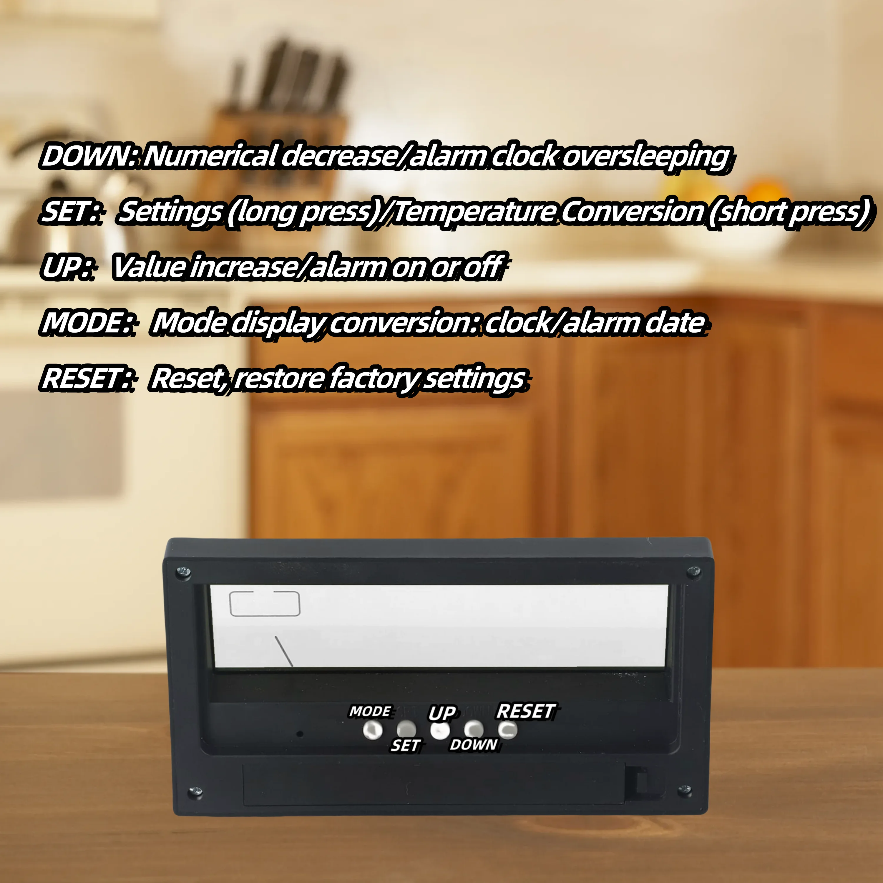 Digital Thermo-Hygrometer Alarm Clock 5