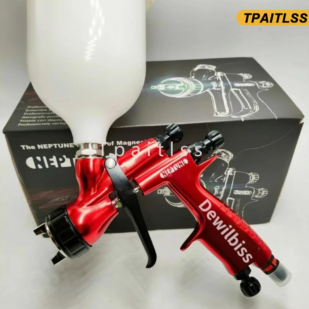 

Tpaitlss Red Spray Gun LITE 1.3mm Nozzle 600ml cup LVMP Car Pain Tool for Varnish and primer