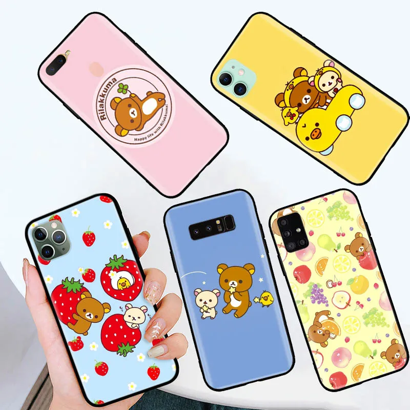 C-1 Rilakkuma Soft Case for Samsung Galaxy Note S20 S21 S22 20 10 FE Lite Plus Ultra