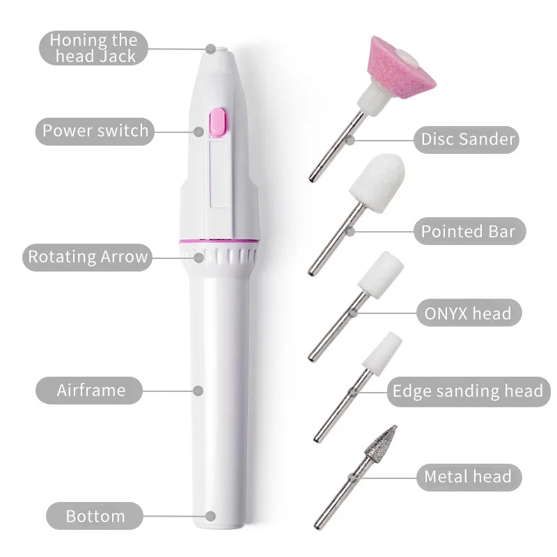 ZK30 5 In 1 Electric Nail Polisher for Removing Dead Skin Nail Remover Polish Machine Portable Pen Battery Polisher Nail Drill