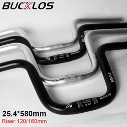 BUCKLOS Folding Bike Handlebar 25.4mm Aluminum Hi-Rise 120/160mm Bicycle Swallow Riser Bar 580mm BMX MTB Handle Bar Hi-strength