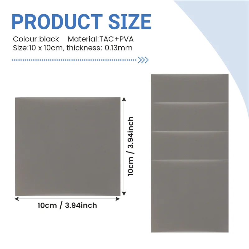 B50B-Linear Polarizer Film LCD/LED Polarized Filter For Polarization Photograph 10X10cm ,5PCS No Adhesive