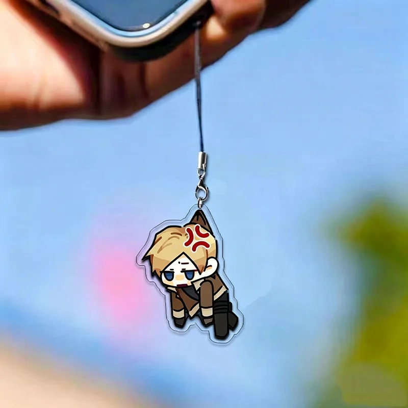 Game Leon Scott Kennedy Cosplay Keychain Acrylic Pendant Phone Chain Keyring 2Pcs/set Key Chain Bag Accessories Ornament Props