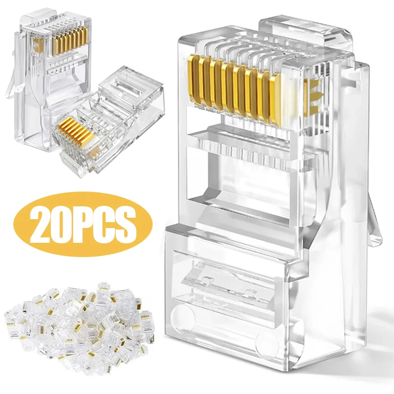 1/20Pcs Rj45 Interface Connector Voor Ethernet Kabel Network Wire Head 8p8c Modulaire Plug Rj45 Gigabit Crimp Crystal Connectoren